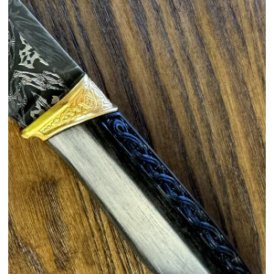 GOLD NORD ексклюзивний ніж ручної роботи студії KUSTOM KNIVES - лезо мозаїчний дамаск Damasteel® 58-60 HRC. Photo 2